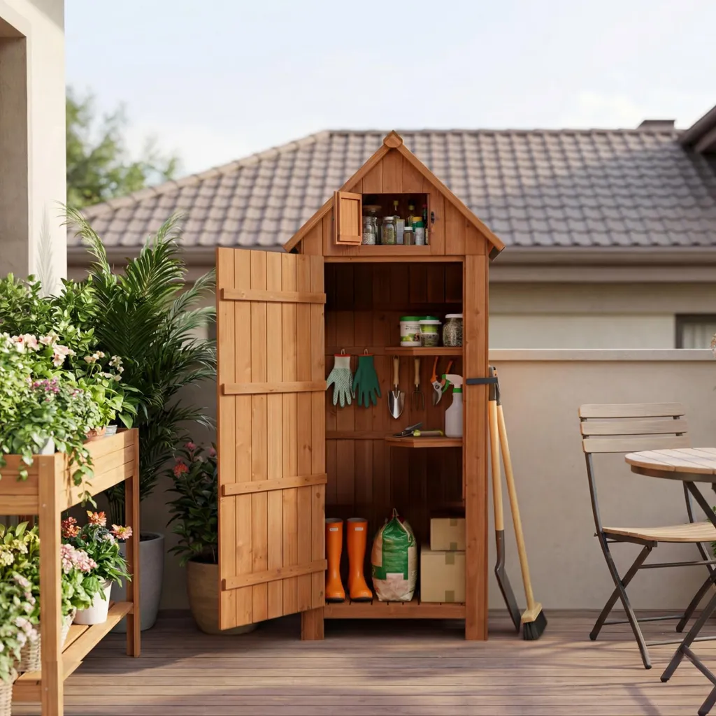 Abri de jardin bois HOMAVO 77x54cm avec toit en appentis et plancher