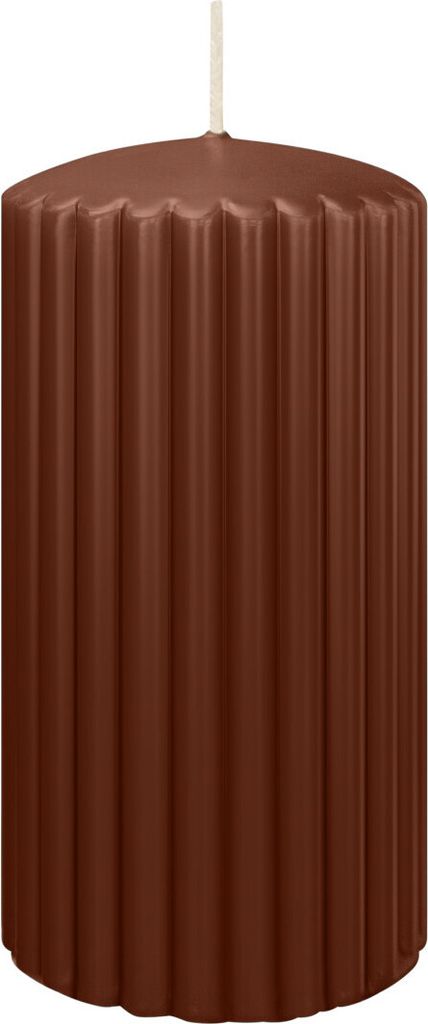 Rillen Kerzen Kastanie 150 x Ø 80 mm, 4 Stück