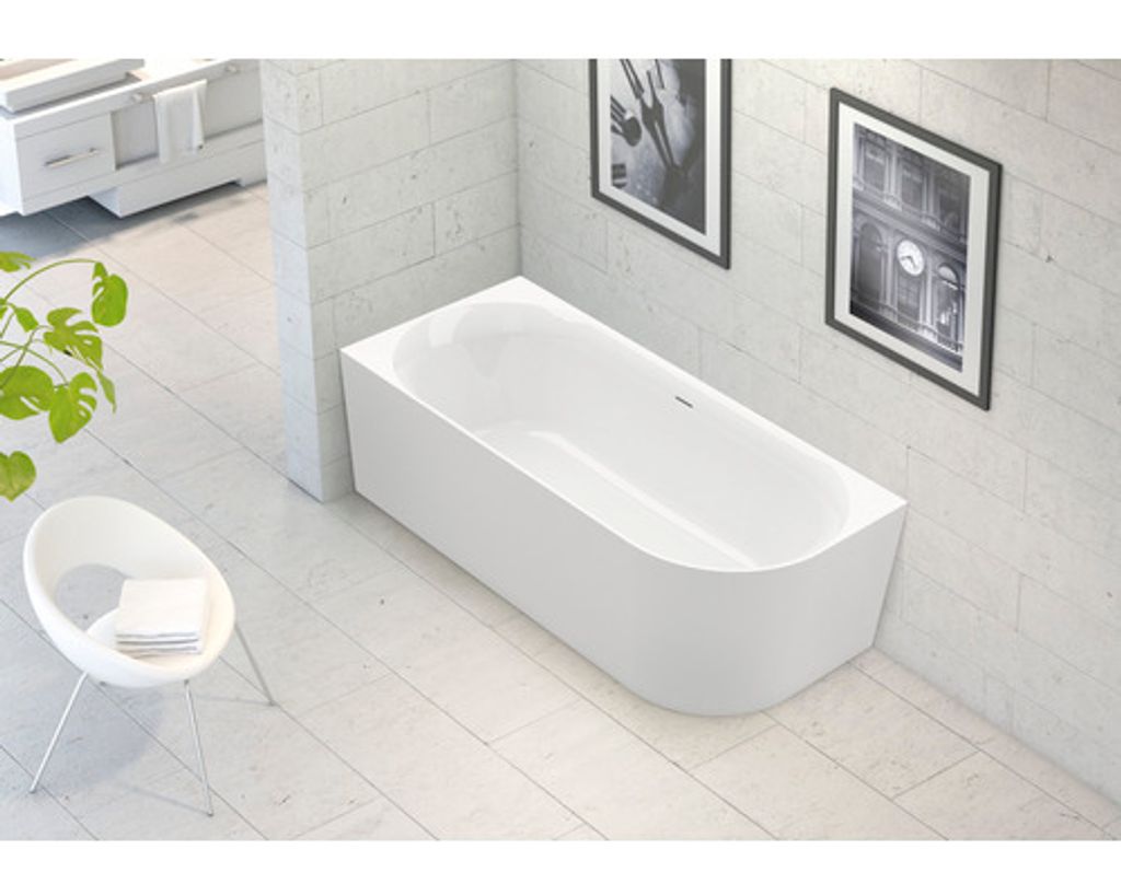 Vorwandbadewanne Raumsparbadewanne OTTOFOND Afinar Corner 80 x 180 cm weiß Glänzend Glatt 703944