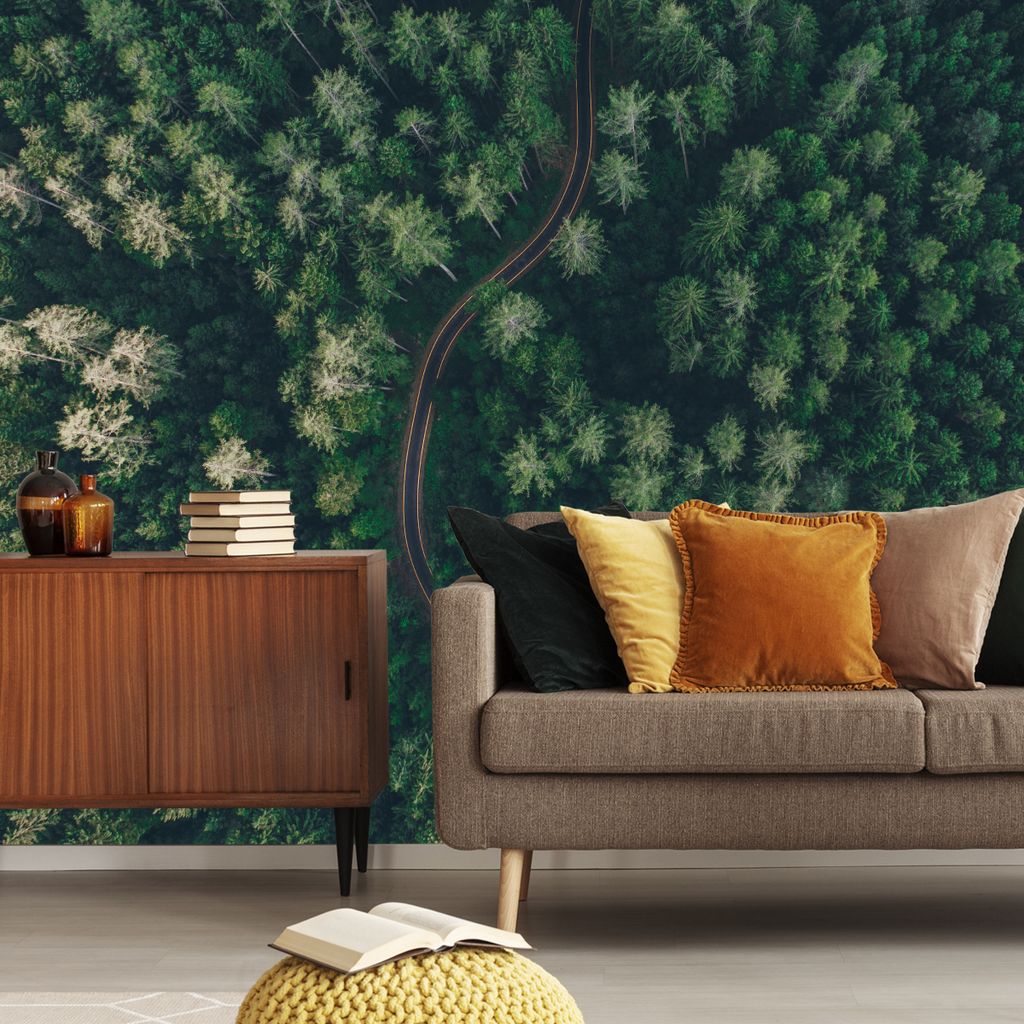 Muralo XXL Selbstklebende FOTOTAPETE Stra§e BaeUME Aussicht Vogelperspektive (B) 90 cm x (H) 60 cm Tapete Wandtapete WOHNZIMMER SCHLAFZIMMER 4571