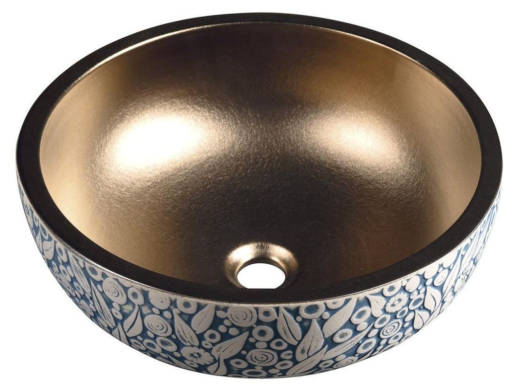 Sapho PRIORI Keramik-Waschtisch Ø 41 cm, Kupfer/blau mit Produktbild 