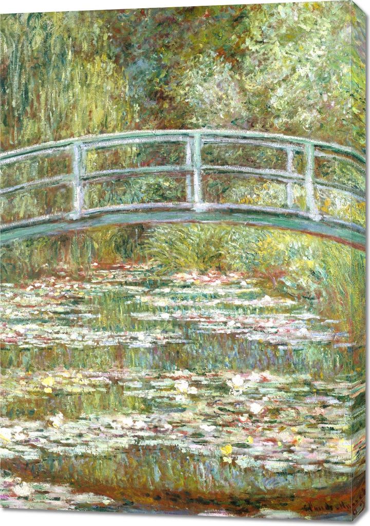 Bild 70x100cm Brücke über einem Teich mit Seerosen, Monet Vintage