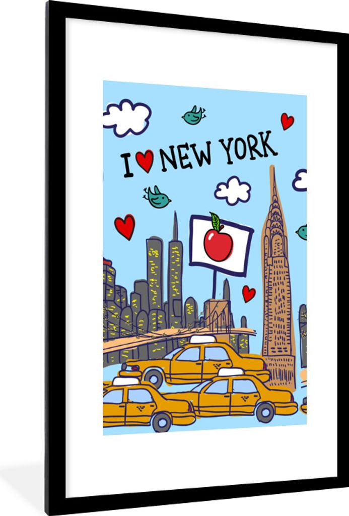MuchoWow® MuchoWow® Gerahmtes Poster New York - Zeichnung - Produktbild 