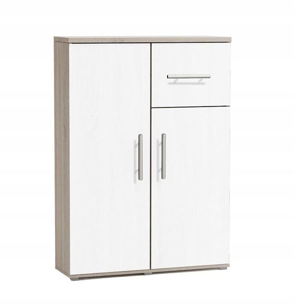 Kommode - mit Schublade - 75x33x85 cm - Weiß - Beistellschrank - Sideboard - für Wohnzimmer, Schlafzimmer - Große Freistehende Kommode - Jacob