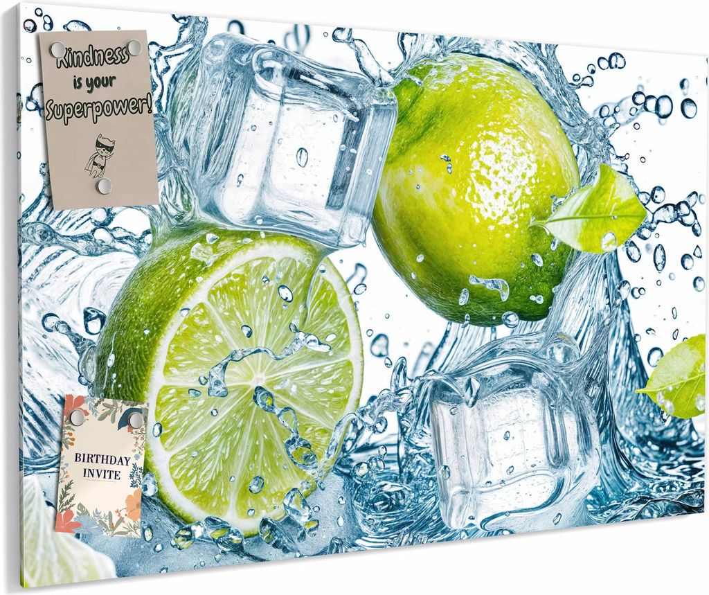 Magnettafel 90x60cm magnetisch & beschreibbar Metall-Board - Limetten Splashing