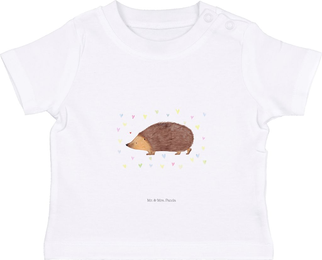 Mr. & Mrs. Panda T-Shirt Igel Herzen 0. - 6. Monat - Weiß - Geschenk, Lustige Sprüche, Leben, Babyshirt, Herz, Liebe, Baby Shirt, Kuss