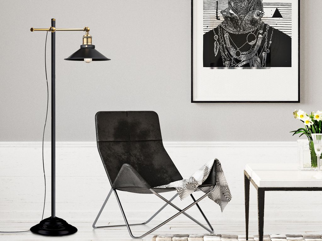 LED Industrial Stehlampe hinter Sofa für den Flur Jugendzimmer höhenverstellbar