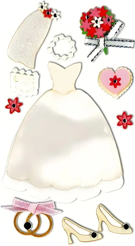 Heyda 203780637 Stick-On's Robe de Mariée Stickers Relief 7,5x16,5 cm
