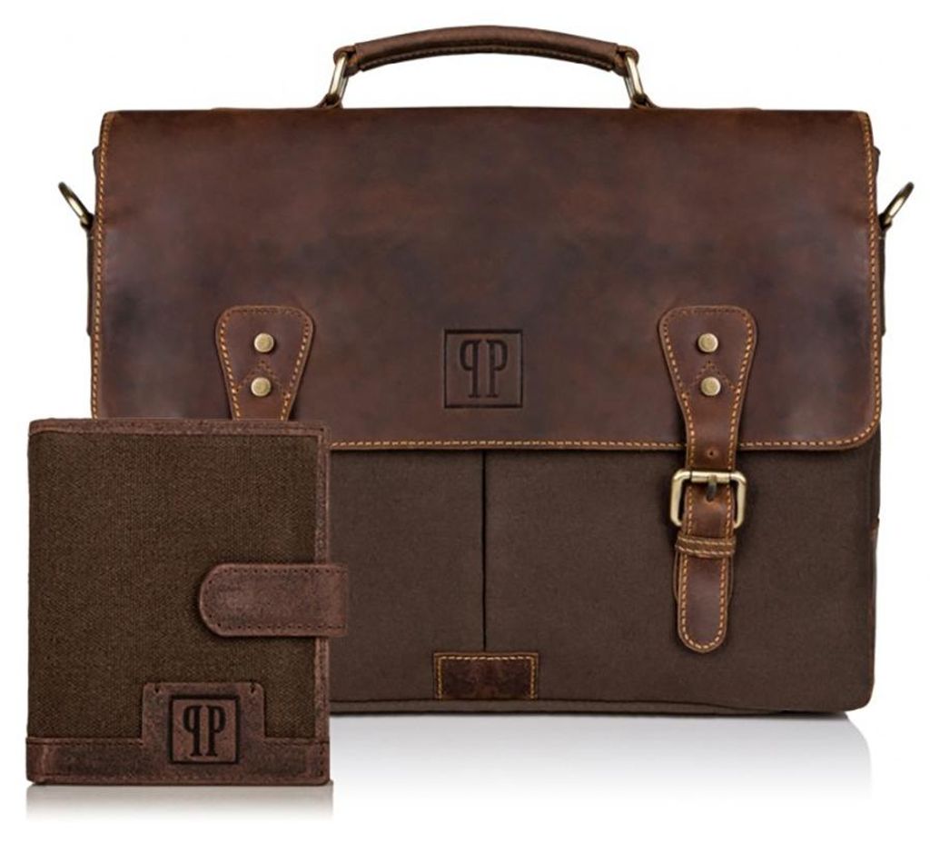 Herrengeldbörse T-04 braun und Herrenumhängetasche T-07 Geschenkset ZUP-06-BR