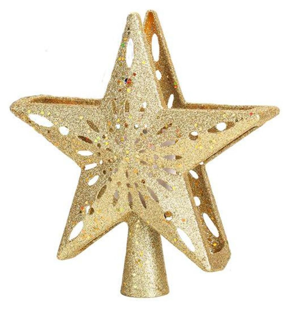 MODFU Weihnachtsbeleuchtung, LED Weihnachtsbaumspitze Projektor goldener Stern, rotierende Schneeflocken Projektion, einfache Montage, festliche We...