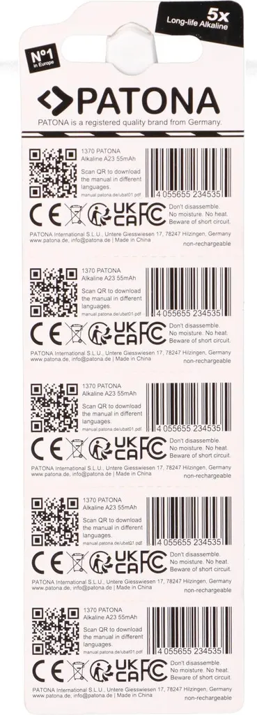 Lot de 100 Piles Alcalines 12V 23A MN21 pour Bip de Portail et Garage