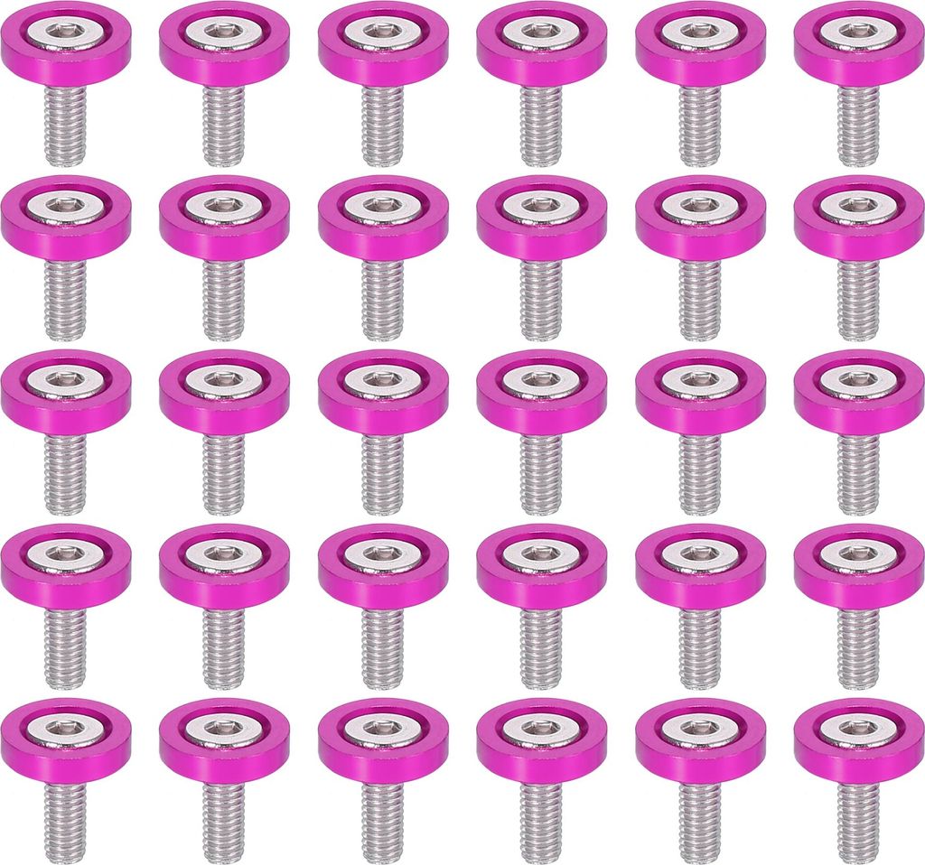 30 Stück Auto Stoßstangen Kotflügel Bolzen Schrauben M6x1.0 Aluminium Rosa