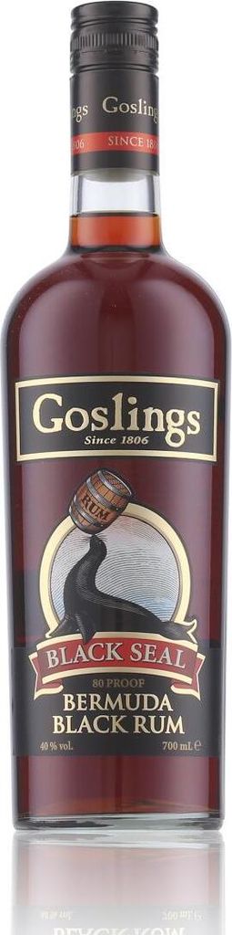 A bottle of Goslings Black Seal Bermuda Rum.