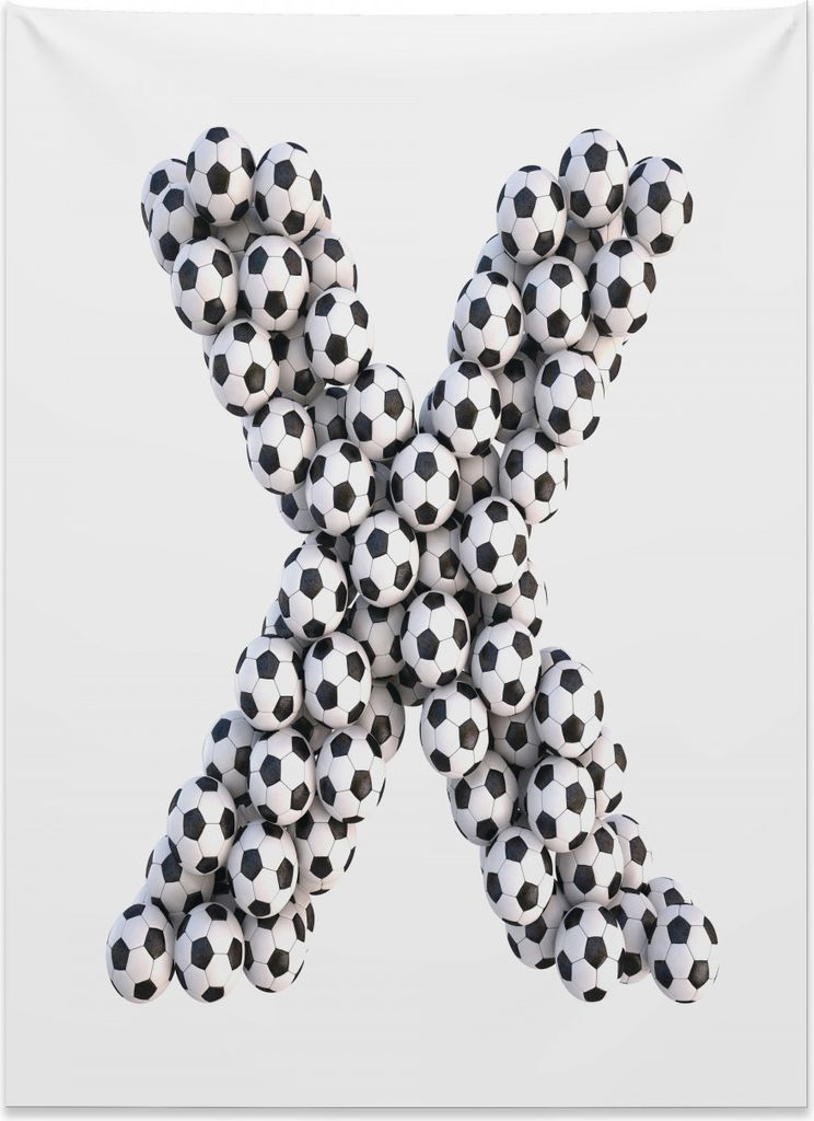 Abakuhaus Buchstabe X Wandteppich, Fußball Alphabet aus Weiches Mikrofaser Stoff Kein Verblassen Klare Farben Waschbar, 110 x 150 cm, Weiß und Sc...