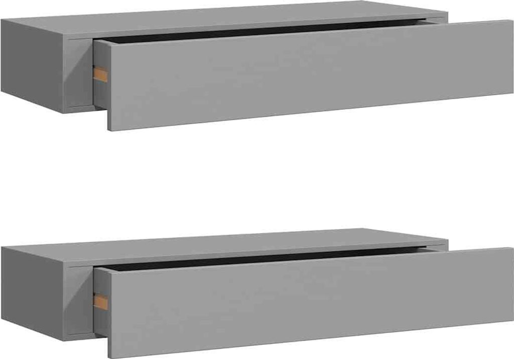 vidaXL Wandregale mit Schubladen 2 Stk. Grau 60x23,5x10 cm Produktbild 