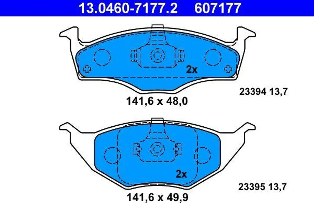 ATE 13.0460-7177.2 Jeu de Plaquettes de Frein à Disque OE 6E0698151 Lupo