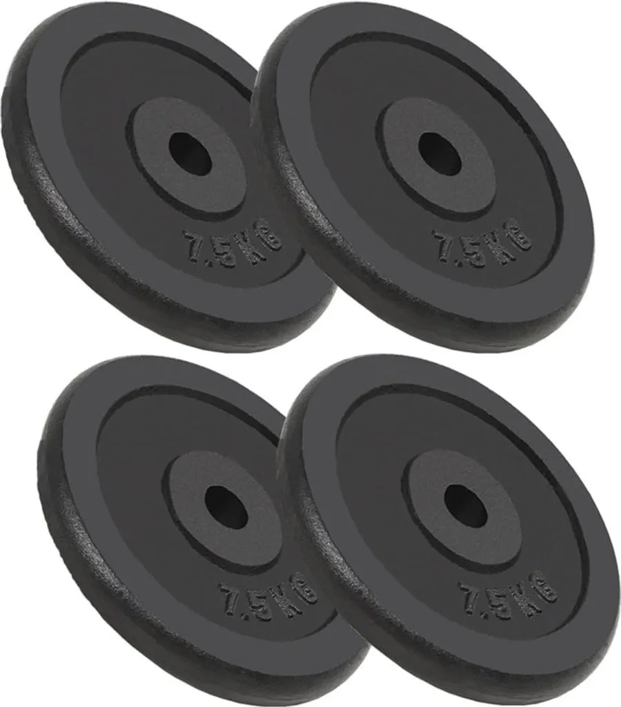 Équipement musculation maison disques en fonte 4x7,5 kg charge 30 kg