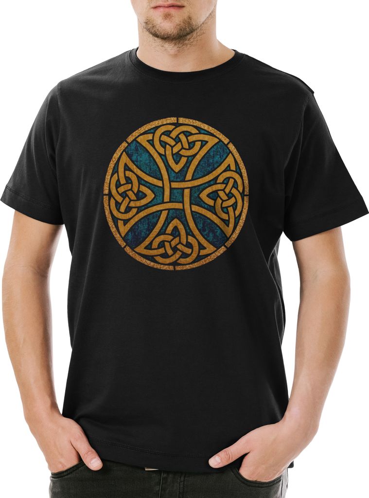 Urban Backwoods Celtic Knot Logo Sign VII, Herren T-Shirt, Farbe: Schwarz, Größe: XS