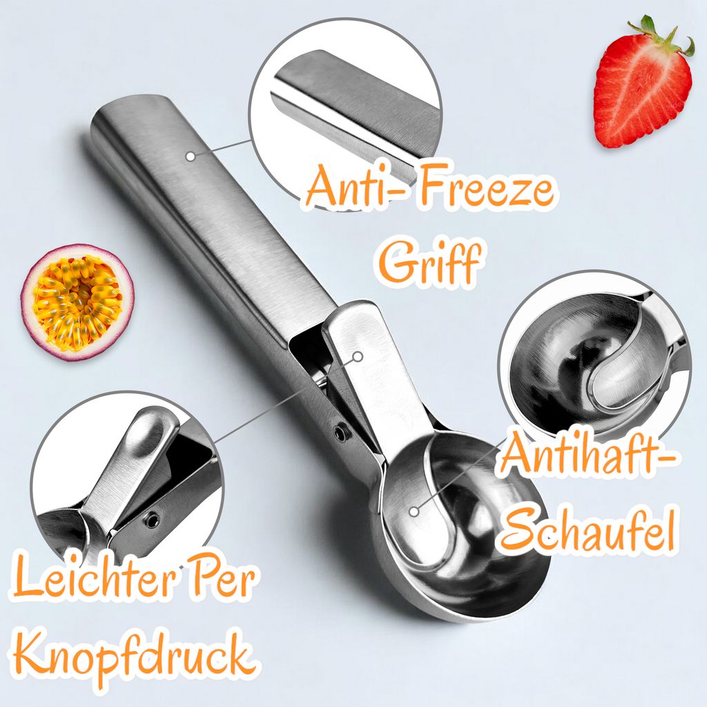 Eisportionierer 2er Set Eislöffel mit Auswerfer Eiscreme Produktbild 3