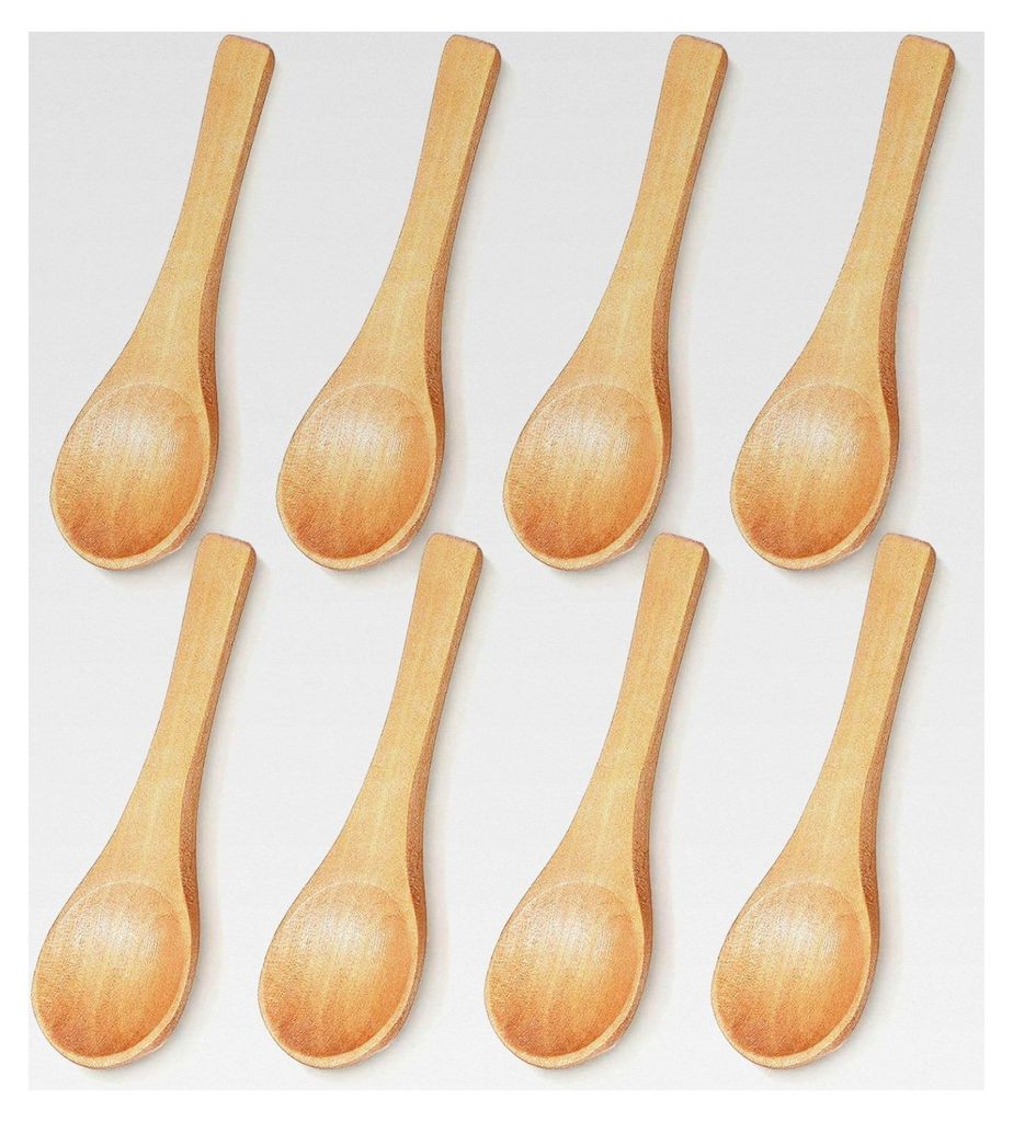 8 Stück kleine Holzlöffel, 9 cm Gewürzlöffel Mini, Mini-Holzlöffel für Gewürze, Tee, Honig, Kaffee