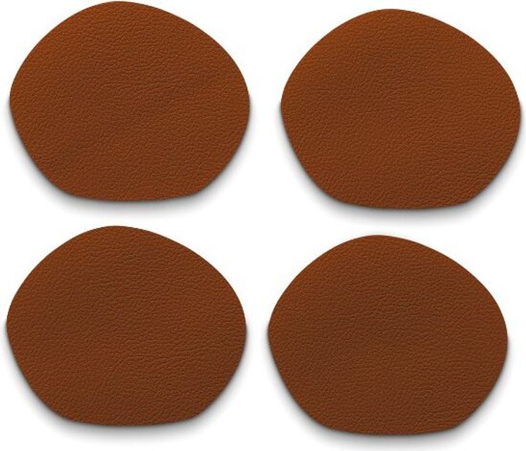 Glasuntersetzer, Kunstleder, 10 x 12 cm, Braun, 4er-Set - Kela | Stone
