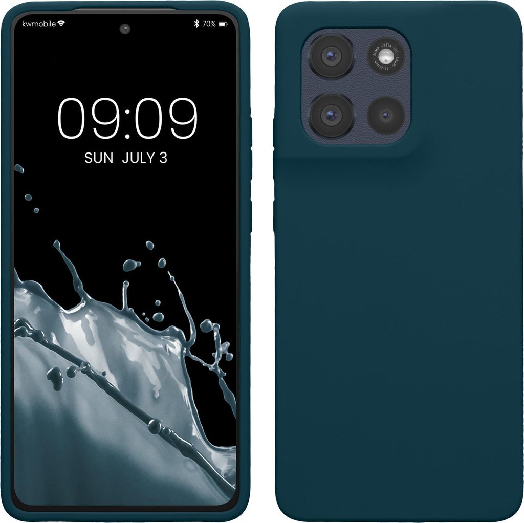 kwmobile Hülle kompatibel mit Motorola Moto G86 5G Hülle - Silikon Handy Case - Handyhülle weiche Oberfläche - kabelloses Laden - Petrol matt