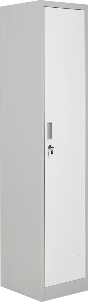BELIANI Spind Weiß u. Grau Metall 1-Türig Abschließbar mit Schwenkriegelschloss Fachboden Kleiderstange Modern Umkleideschrank für Schule Fitne...