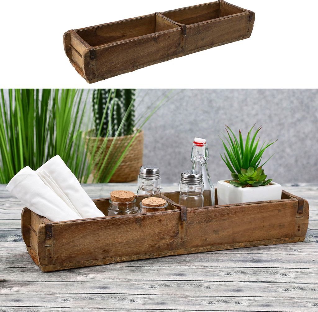 Caisse en bois en forme de brique Double vieux bois 60x15cm Image du produit 