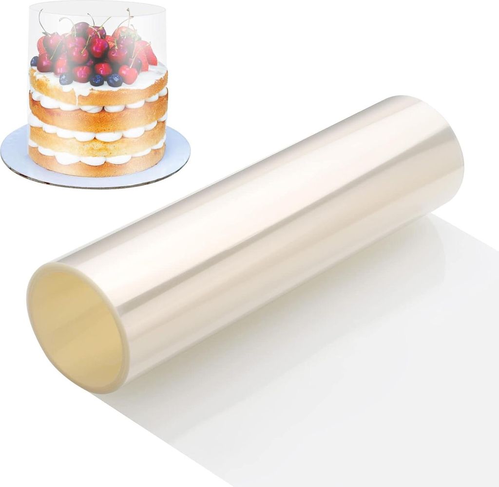 Tortenrandfolie Hoch 30cm x 10m, Transparent Acetat Rolle Tortenfolie, Harte Torten Folie für Kuchen Schokoladenmousse Kuchen Crafting, Hoch Torte...