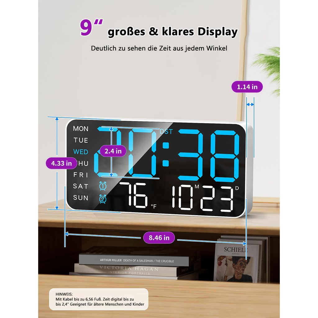 8,4'' Große Digitale Wanduhr, LED Wecker mit Großen Produktbild 6