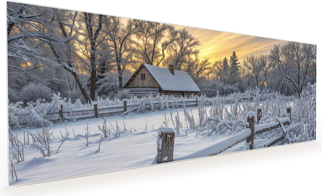 Küchenrückwand Spritzschutz Glas mit Motiv Verschneites Landhaus 40 x 40 cm