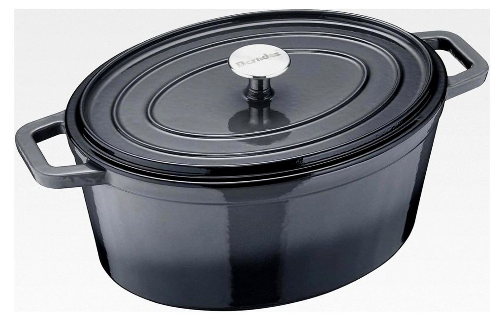 Bräter B.iron 6L mit Deckel - 31x24 cm - Gusseisen mit Emaillebeschichtung - Kochtopf zum Schmoren und Braten - Induktionsgeeignet - für alle Her...