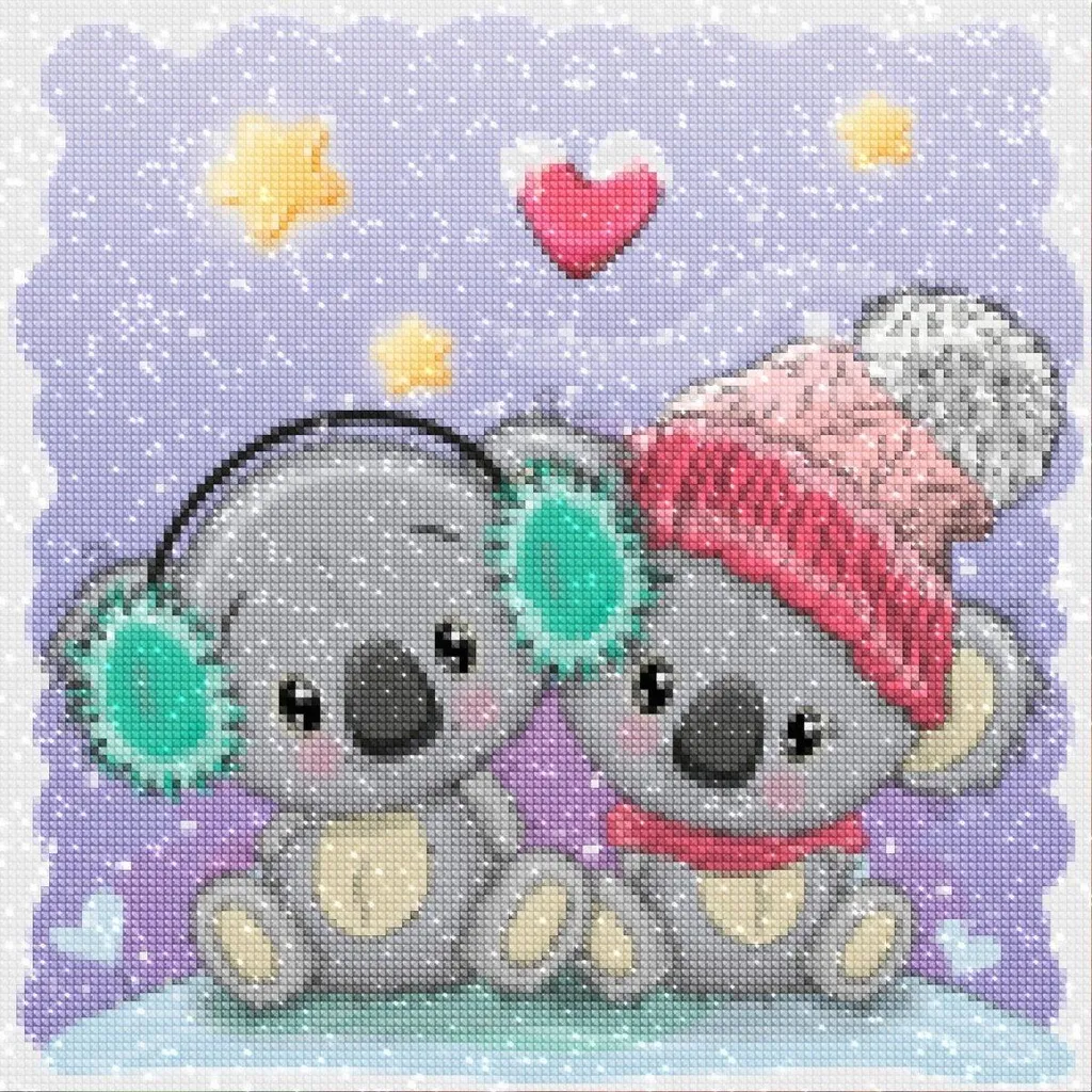 Ours en peluche nuit brodé au diamant 35x35 cm - Kit broderie strass 5D