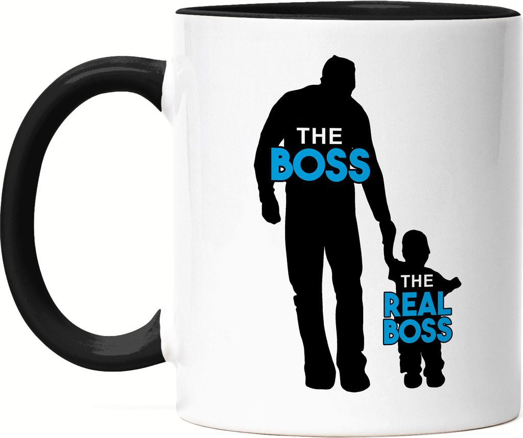Der Chef Der Echte Chef Tasse Schwarz Vatertagsgeschenk Lustig Boss Ist Kind Süßes Motiv für Papa