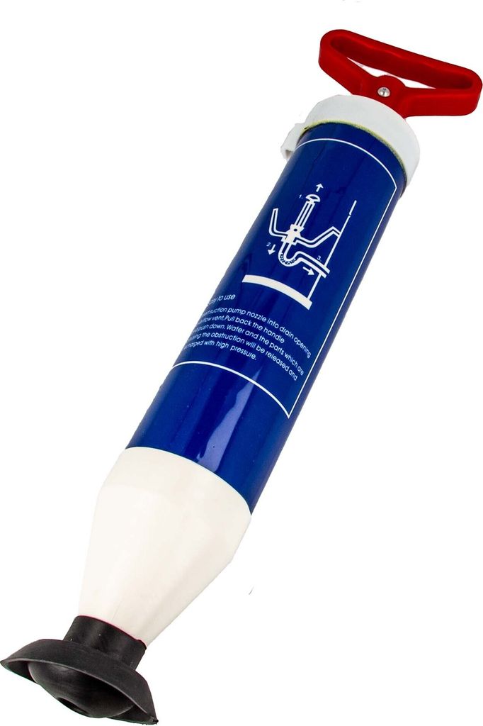 EUROTOOLS Abflussreiniger Rohrreiniger Pumpe mit Saug - Druckfunktion für WT, Spüle, Wanne & Dusche