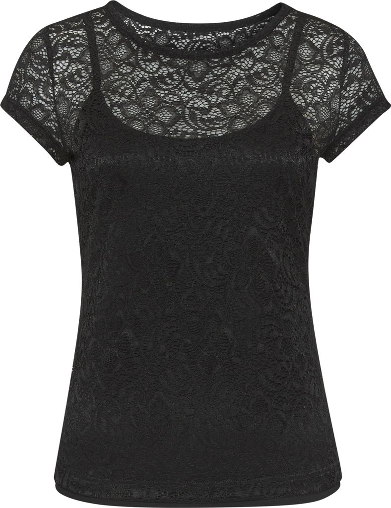 LASCANA Spitzenshirt schwarz Größe 36/38