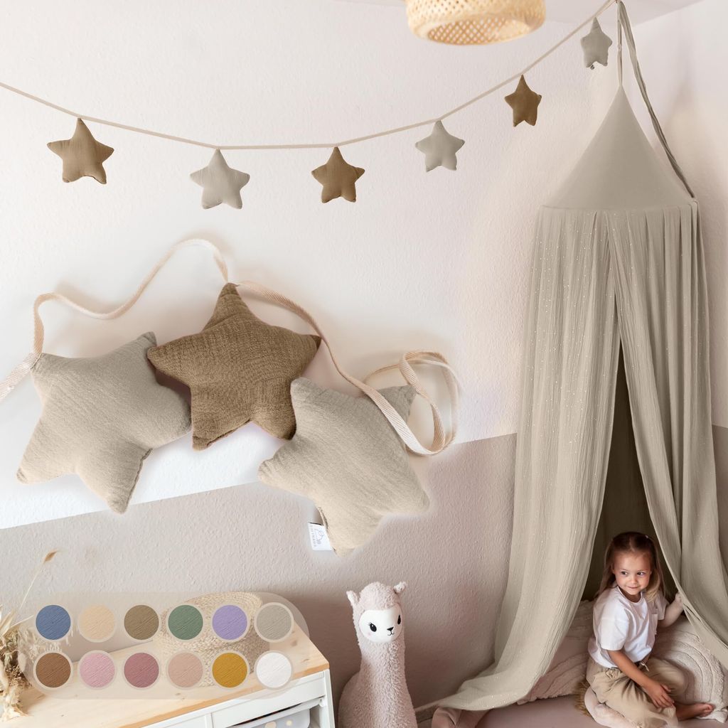 Handgemachte Wimpelkette für Kinderzimmer aus Musselin Baumwolle