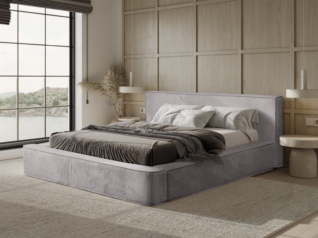 Polsterbett Doppelbett MODESTO 180x200cm in Stoff Lincoln Grau