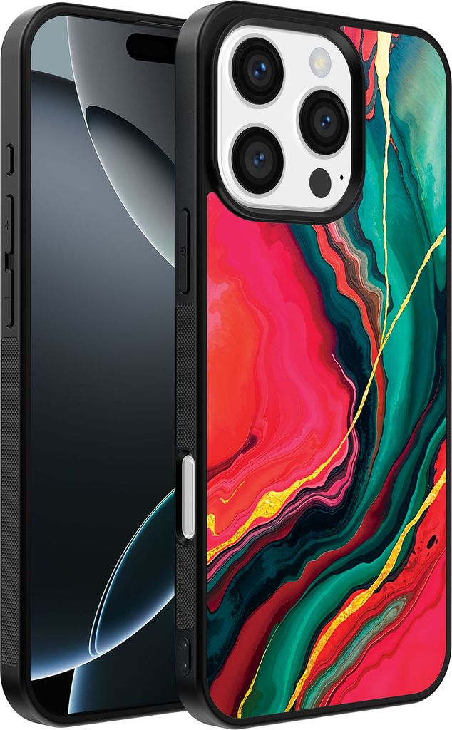 Smartphonica Telefon Fall geeignet für iPhone 16 Pro mit roten grünen Marmor Print - TPU Backcover Fall rot grün Marmor Design