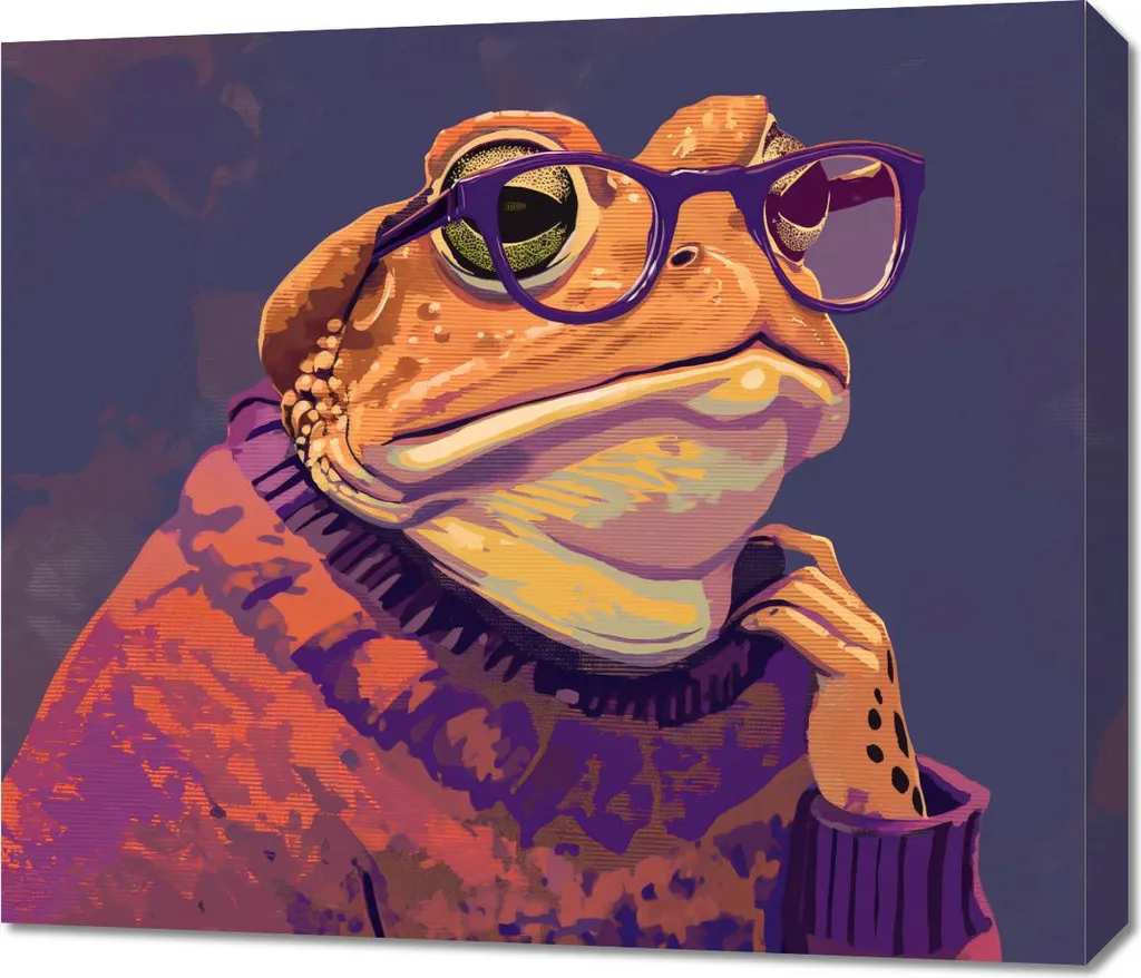 Tableau Grenouille Hipster 70x60 cm - Impression Qualité Premium Art