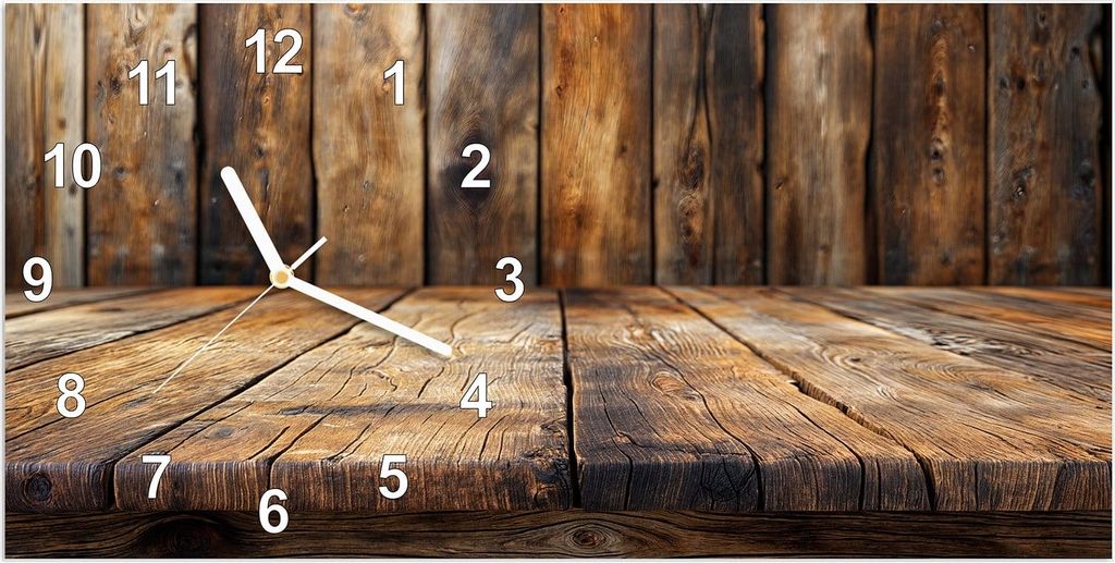 Wanduhr aus Glas mit Motiv Holzbodenoptik- 60 x 30 cm - inkl. Aufhängesystem