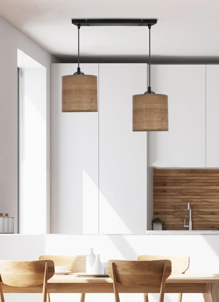 Ensemble repas scandinave noyer noir : table + suspension moderne 2xE27