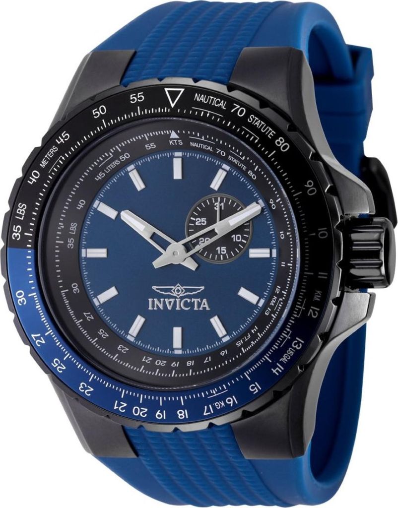 Invicta Aviator 49722 Herren uhr - Wasserdicht - Analog - Quarzuhrwerk - Edelstahl mit blauen zifferblat - 50mm
