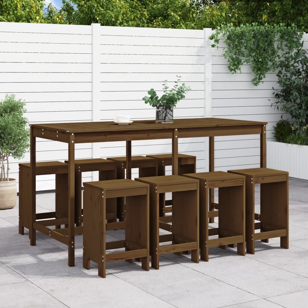 Maison Exclusive - 9-tlg. Gartenbar-Set Honigbraun Massivholz Kiefer