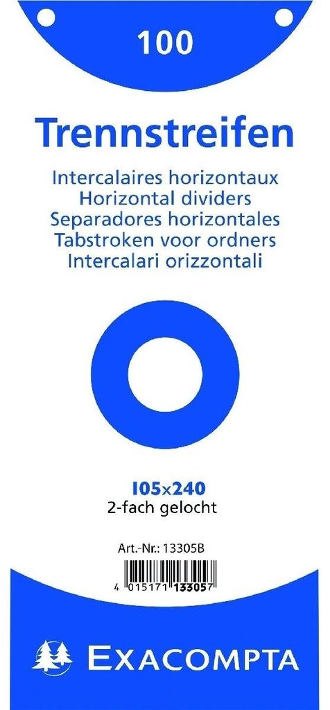 Exacompta Trennstreifen, , 190g/qm, 105 x 240 mm, gelocht, Produktbild 