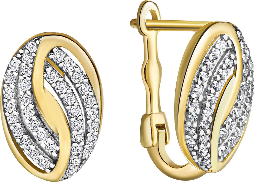 Fascination by Ellen K. Klappcreolen 585/- Gold 1,5cm mehrfarbig Zirkonia weiß 334310007-1