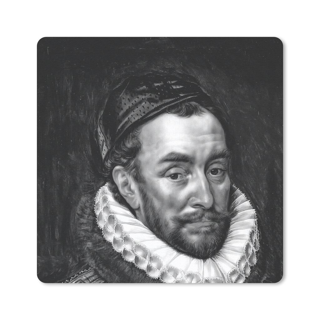 MuchoWow Mauspad Mousepad Porträt von Wilhelm I. - Adriaen Thomasz - Schwarz und Weiß 30x30 cm - Mousepads - Maus Mat - Pad - Mausunterlage - G...