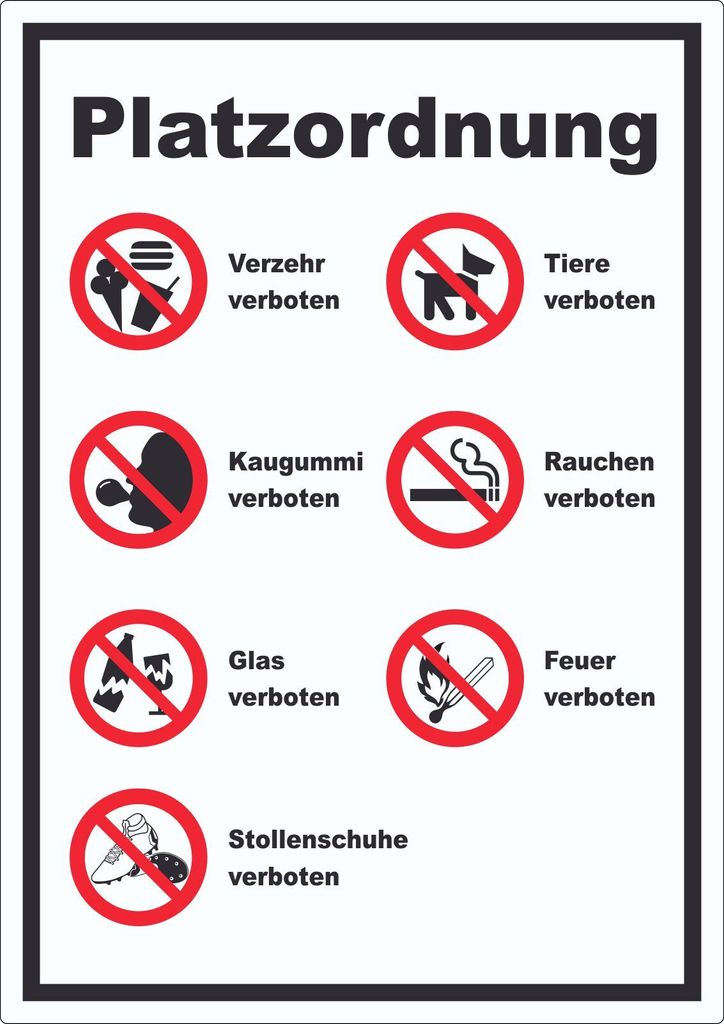Aufkleber Platzordnung A9 (37x52mm)