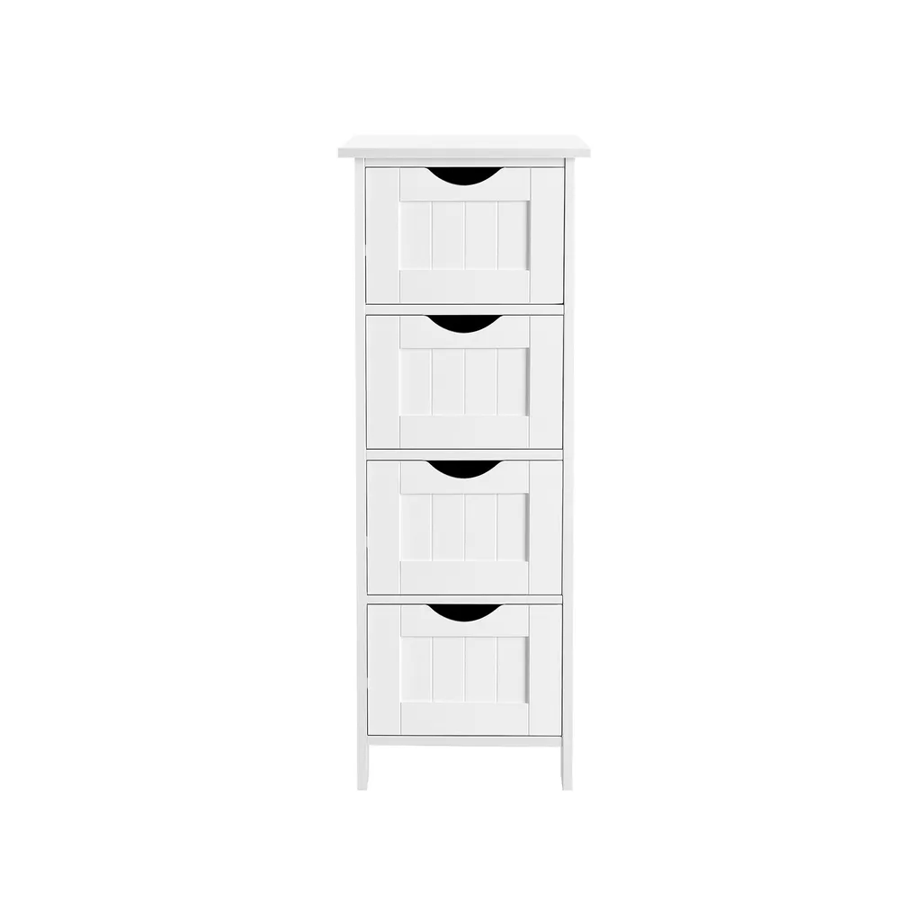 InandOutdoormatch Armoire de Salle de Bain Blanche LHC40W à 4 Tiroirs