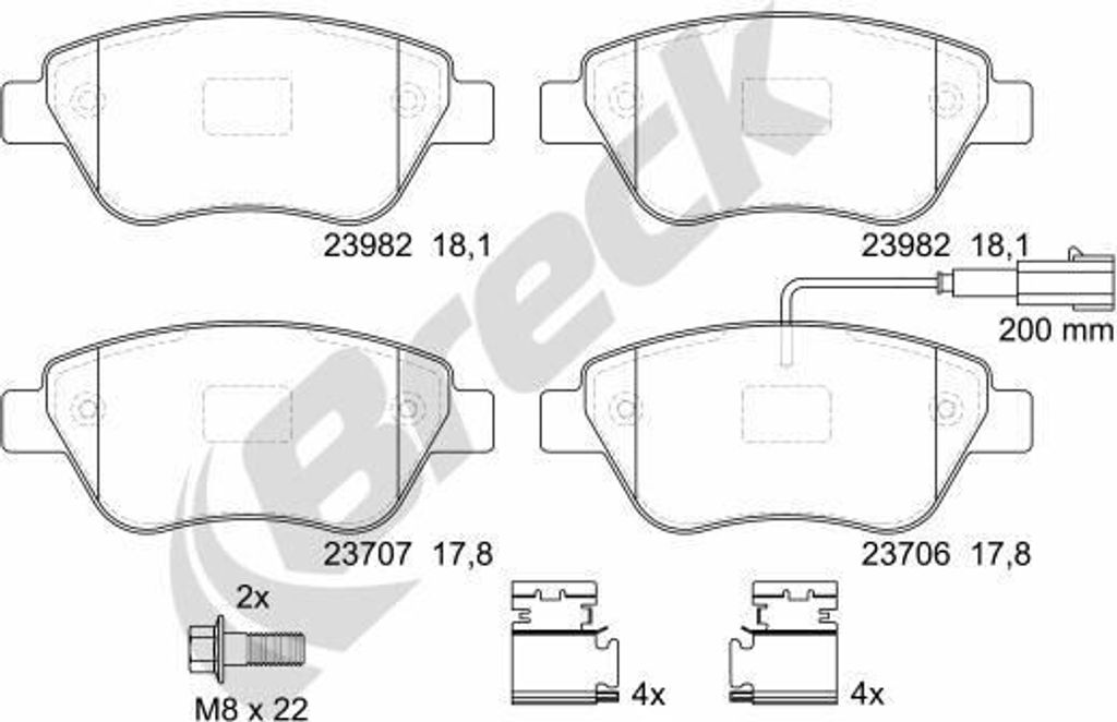 Bremsbelagsatz, Scheibenbremse BRECK 23979 00 701 10